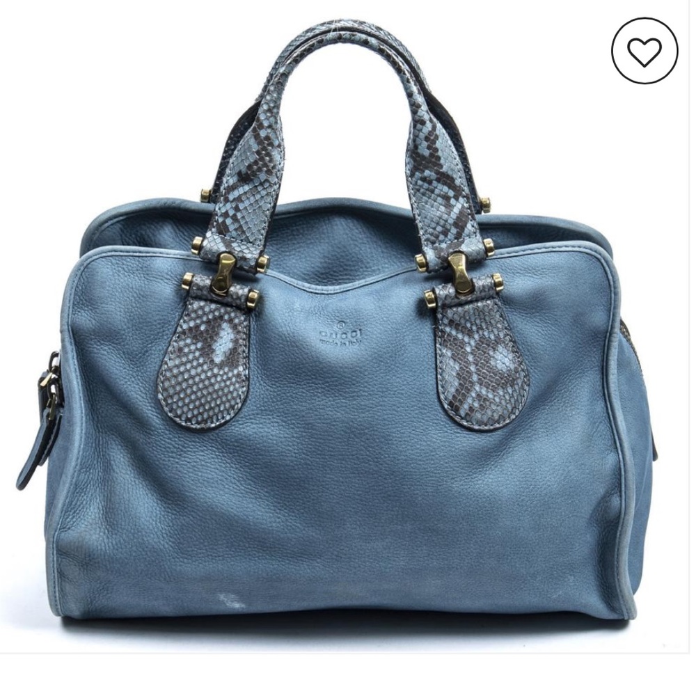 Gucci Teal Suede Leather Boston Bag
